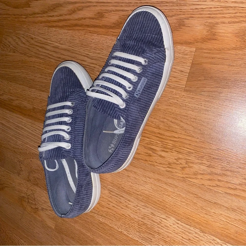 Blue Corduroy Supergas with White Laces - Picture 2 of 6